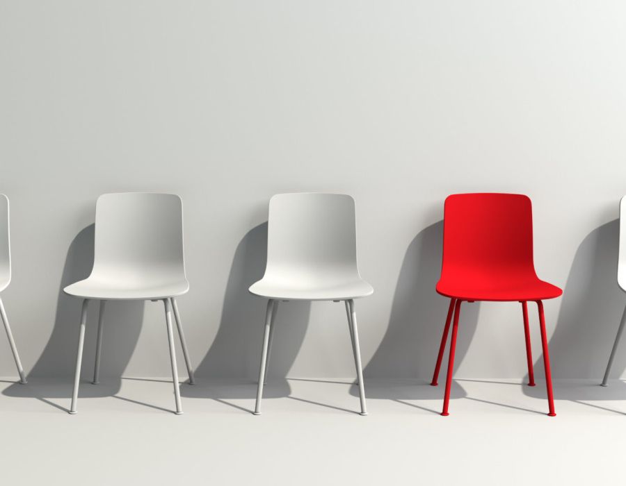 One,Out,Unique,Red,Chair,Concept,With,White,Chairs,