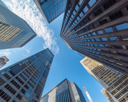 Skyscrapers,In,Midtown,Manhattan,Seen,From,Below ,New,York,,Usa