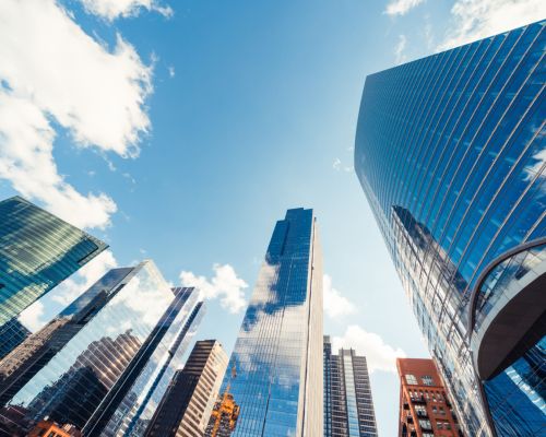 Modern,Tower,Buildings,Or,Skyscrapers,In,Financial,District,With,Cloud