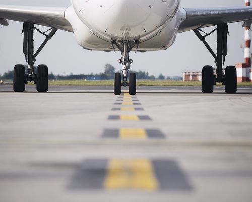 bigstock Front View Of Plane At Airport 461578485
